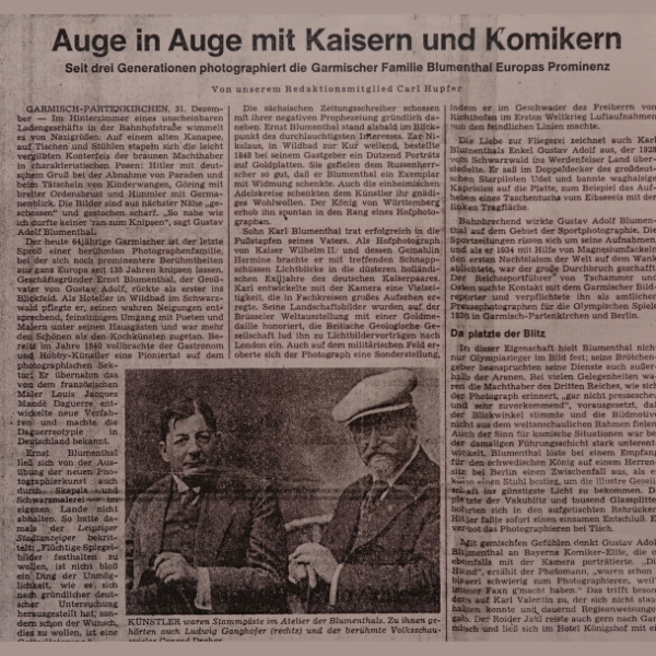 Artikel "Auge um Auge mit Kaisern und Komikern"