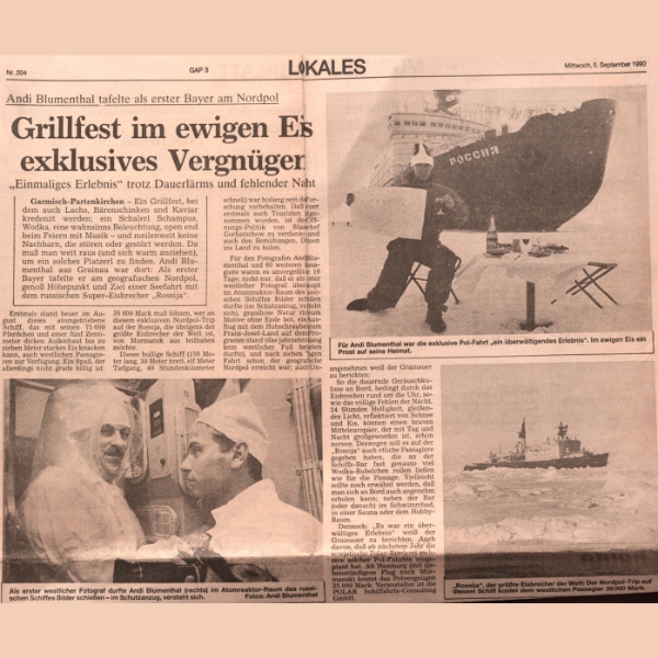 Zeitungsartikel "Grillfest im ewigen Eis"